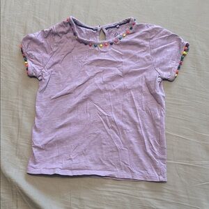 Boden Kids Purple Ali Puff Sleeve Pom T-shirt - Size 4-5Y 110cm
